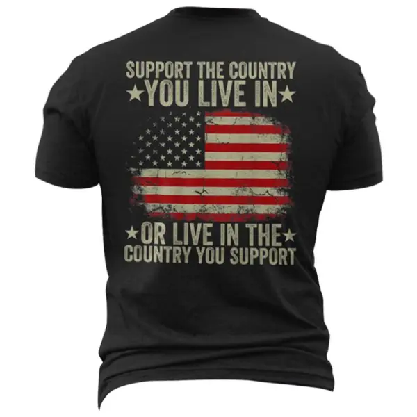 American Flag Support The Country You Live In Back Men's T-shirt Back Print - Elementnice.com 