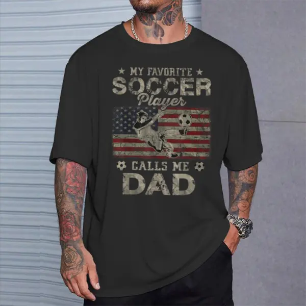 My Favorite Soccer Player Calls Me Dad Usa Flag T-Shirt - Wayrates.com 