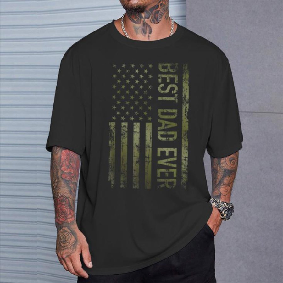 

Best Dad Ever American Military Camouflage Flag Father T-Shirt