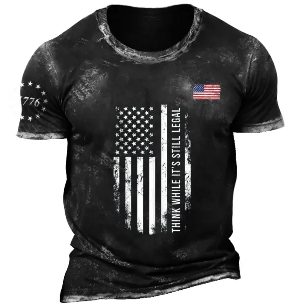 Men's American Flag 1776 Patriotic Vintage Print T-shirt - Wayrates.com 