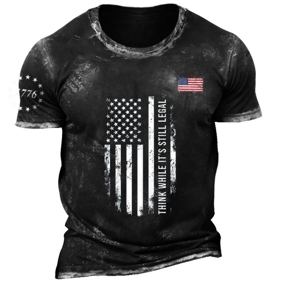 

Men's American Flag 1776 Patriotic Vintage Print T-shirt