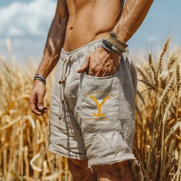 Men's Yellowstone Cotton And Linen Shorts - Wayrates.com 