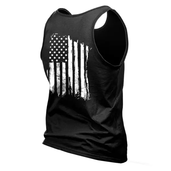 Men's Vintage 1776 American Flag Patriot Print Daily Sleeveless Round Neck Tank Top - Wayrates.com 