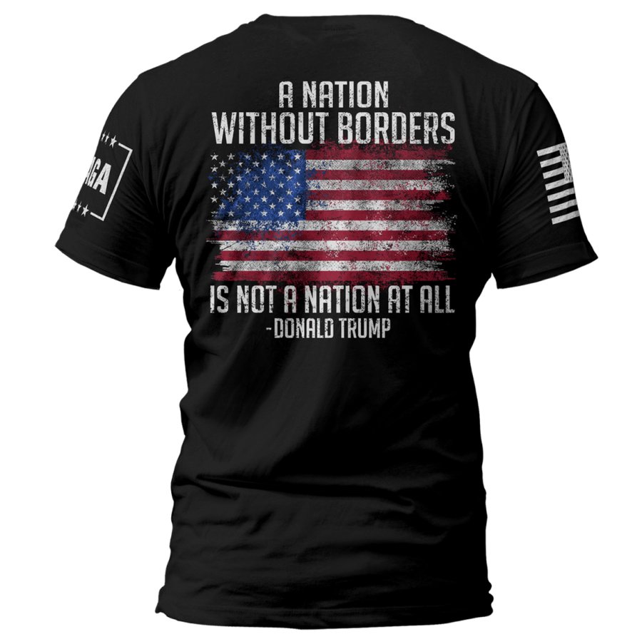 

Men's Vintage MAGA American Flag Print Daily Short Sleeve Crew Neck T-Shirt