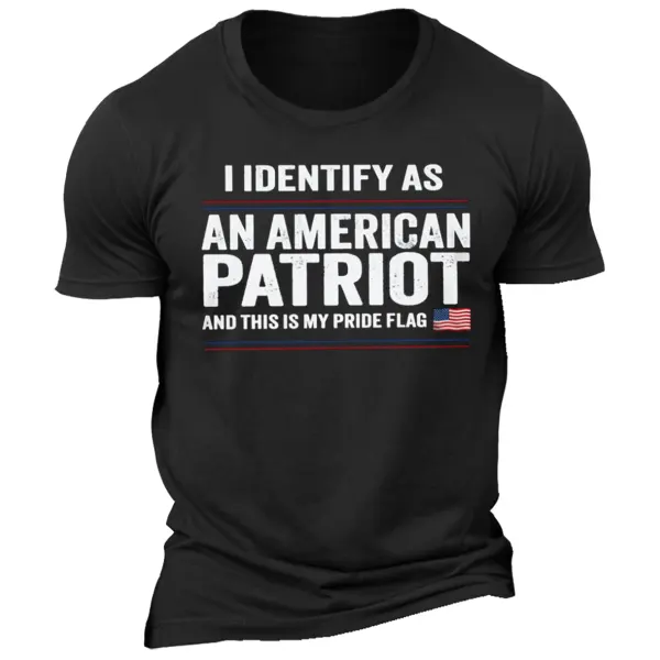 Men's Vintage I Identify As An American Patriotic Print Daily Short Sleeve Crew Neck T-Shirt - Dozenlive.com 