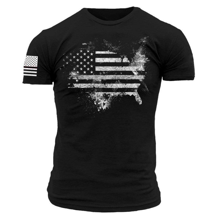 

Men's Vintage American Flag 4th Of July Print Daily Short Sleeve Round Neck T-Shirt