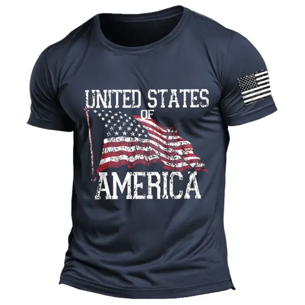 Men's Vintage American 1776 Patriotic Print Daily T-Shirt Only $18.99 - Elementnice.com 