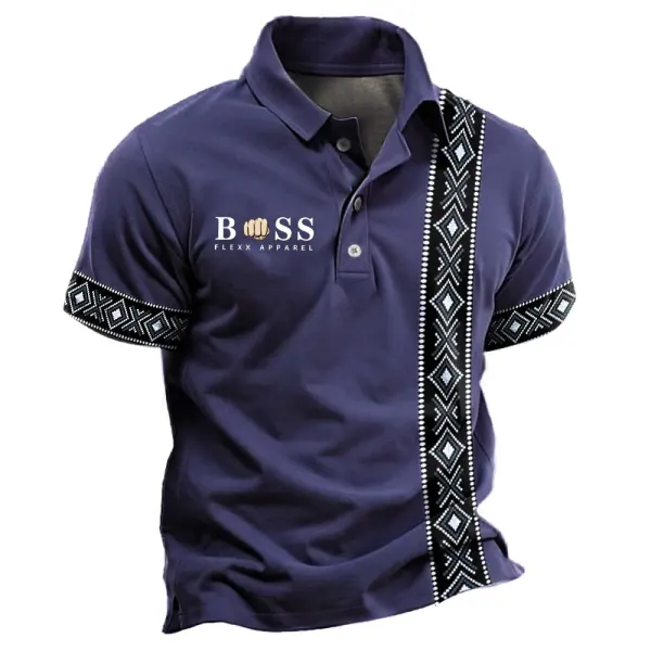 Men's Vintage Aztec Print Short Sleeve Polo T-Shirt Only $23.99 - Rabclub.com 