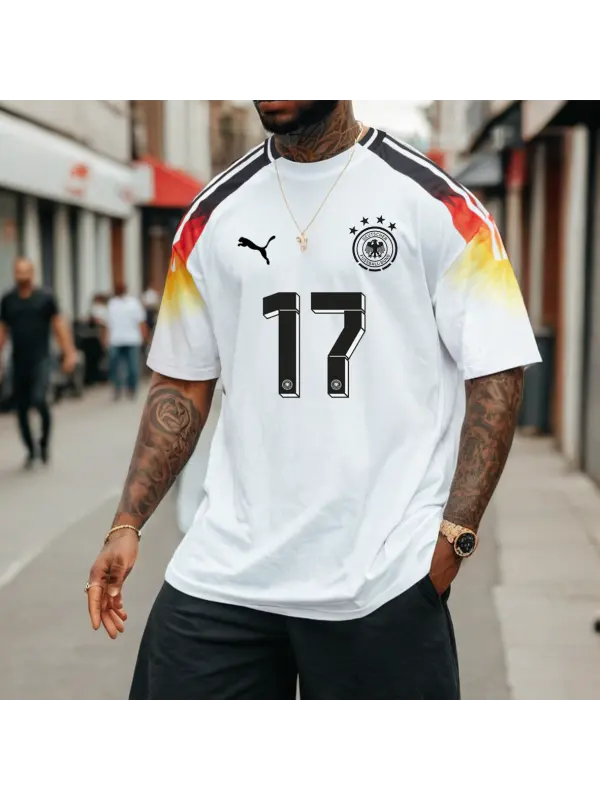 Men's Football Race 2024 Germany Loose Short Sleeve Oversized T-Shirt - Anrider.com 