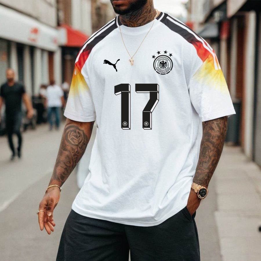 

Men's Football Race 2024 WIRTE No. 17 Germany Loose Short Sleeve Oversized T-Shirt