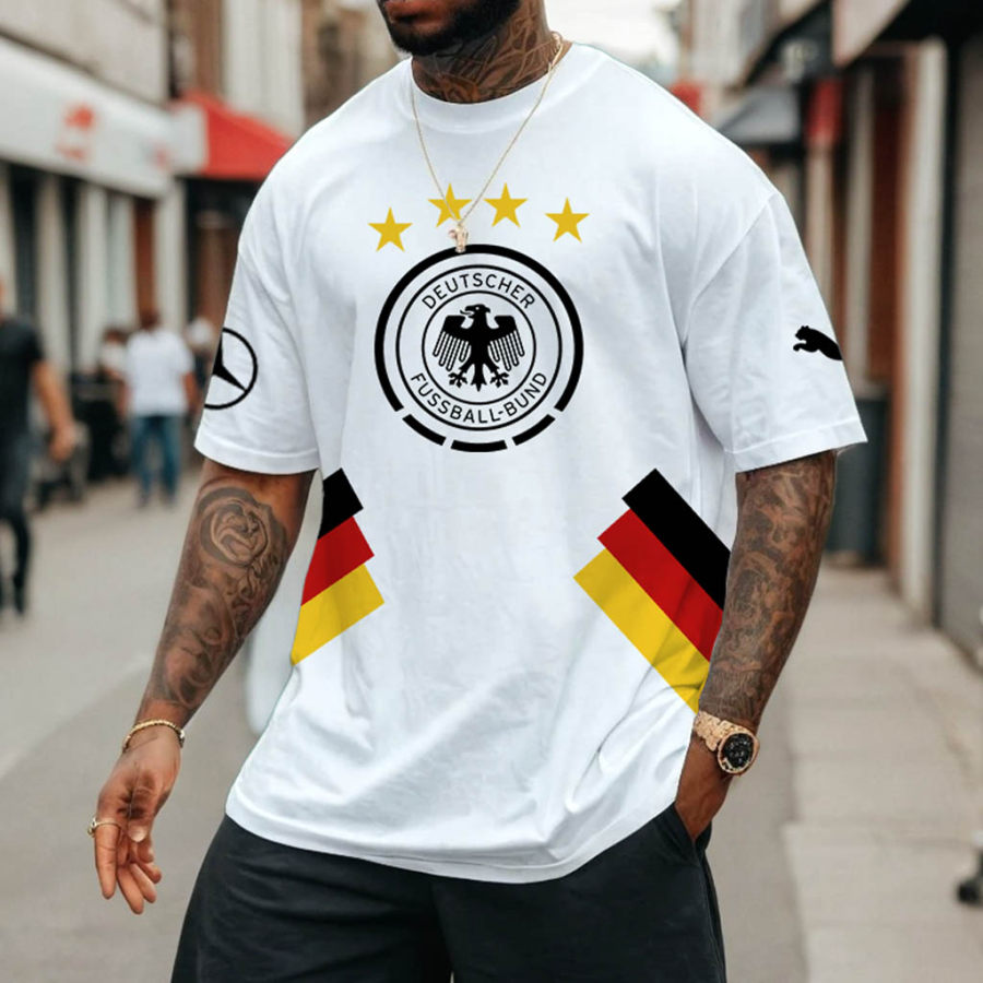 

Men's Football Race DFB Germany Print Loose Short Sleeve Oversized T-Shirt