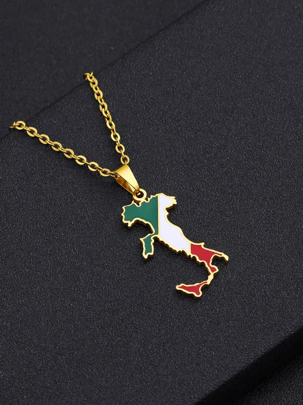 Unisex Stainless Steel Italy Map Necklace - Menwyx.com 