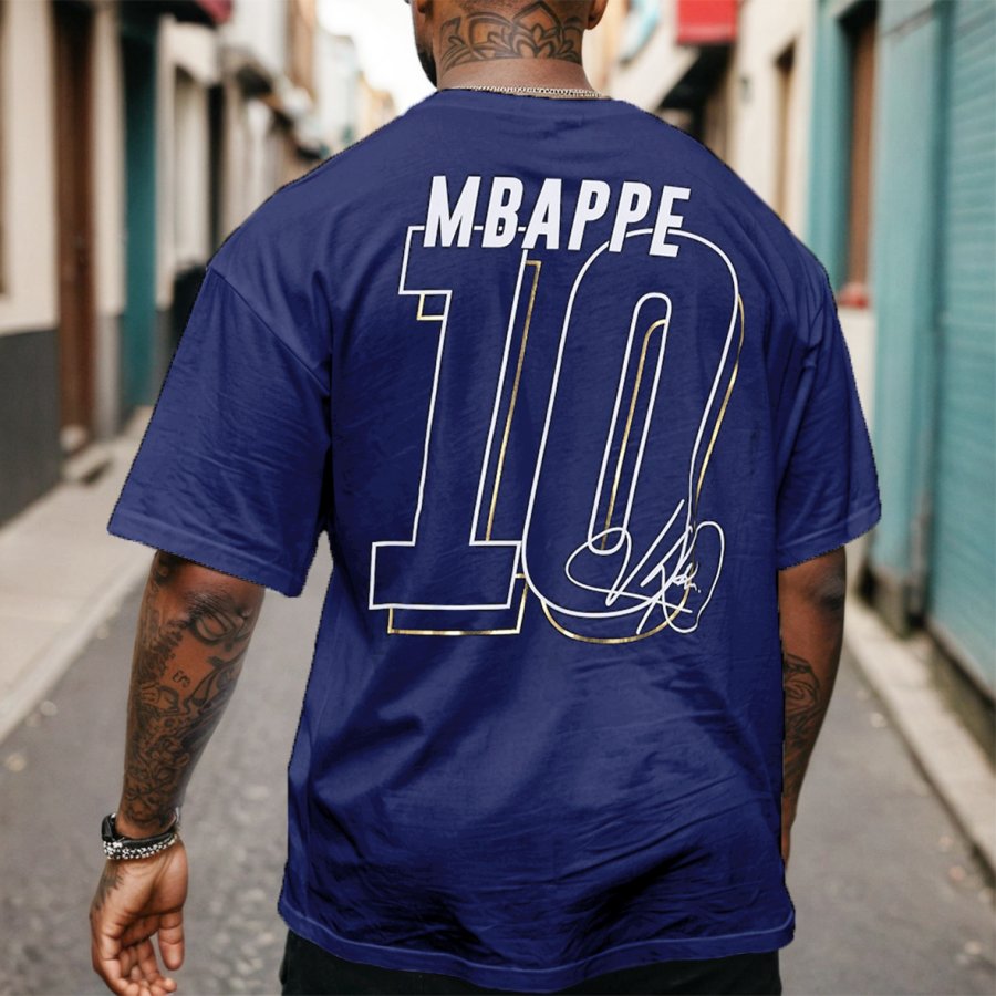 

Men's Football Race 2024 FRANCE MBAPPE No. 10 Loose Short Sleeve Oversized T-Shirt