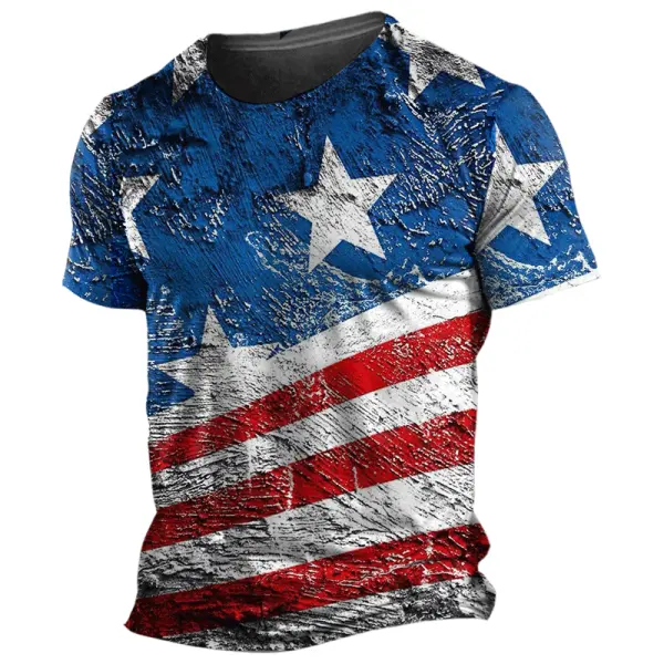 Men's Vintage American Flag Patriot Printed T-shirt - Wayrates.com 