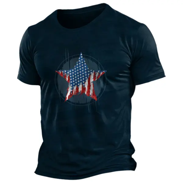 Men's Vintage American Flag Patriot Printed T-shirt - Wayrates.com 