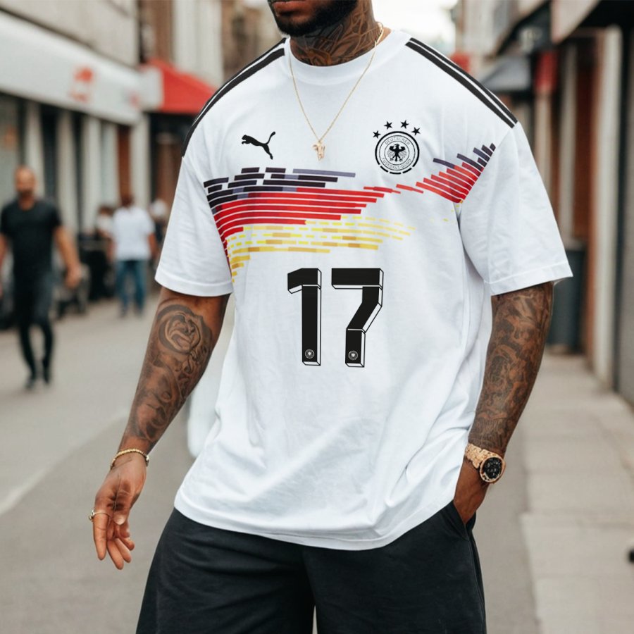 

Men's Football Race DFB 2024 WIRTE No. 17 Germany Loose Short Sleeve Oversized T-Shirt