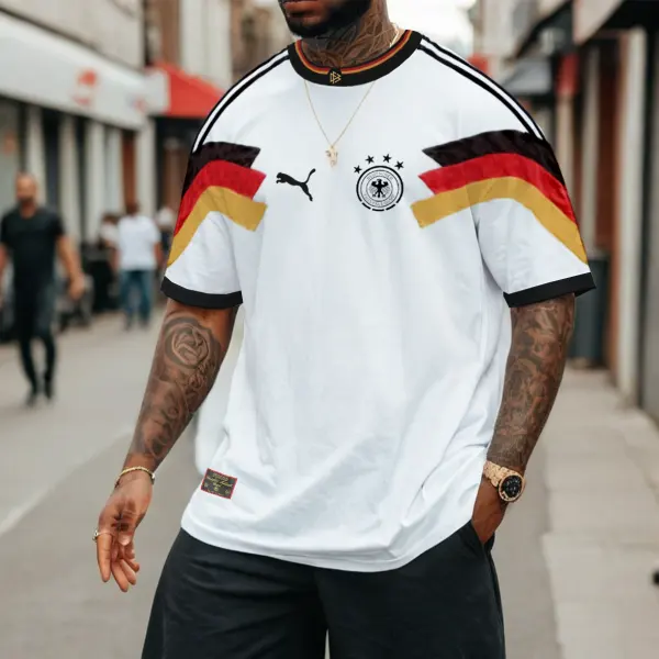 Men's Football Race 2024 Germany Loose Short Sleeve Oversized T-Shirt - Spiretime.com 