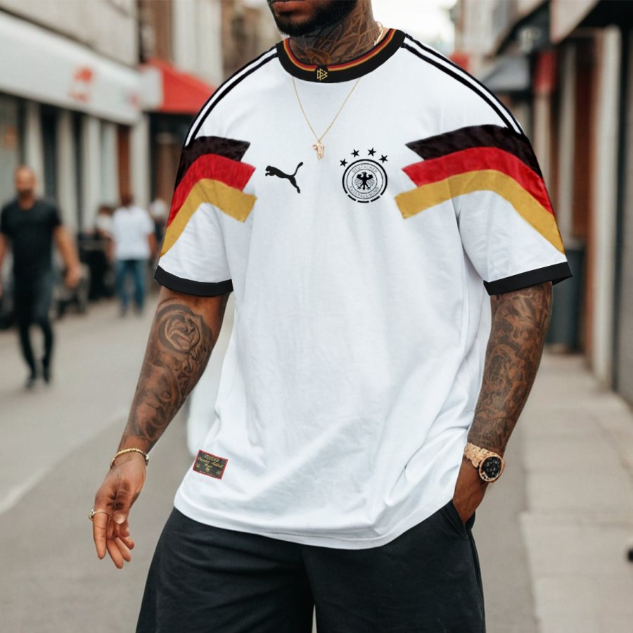 

Men's Football Race DFB 2024 WIRTE No. 17 Germany Loose Short Sleeve Oversized T-Shirt