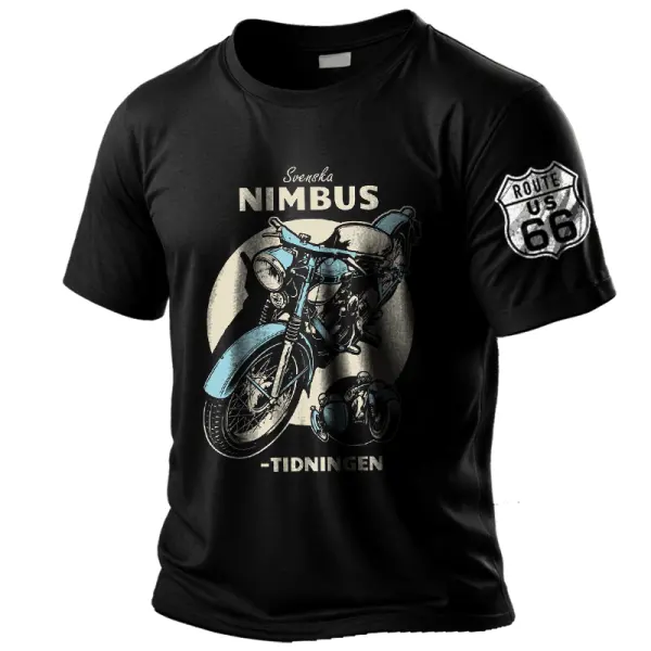 Men's Route66 Motorcycle Pattern Outdoor Leisure Short Sleeved Only $19.99 - Elementnice.com 