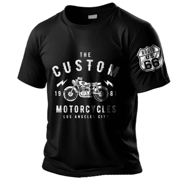 Men's Route66 Motorcycle Pattern Outdoor Leisure Short Sleeved Only $19.99 - Elementnice.com 