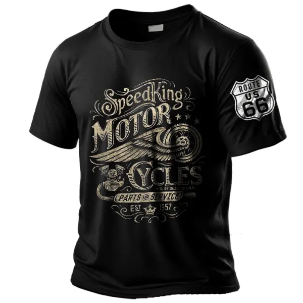 Men's Route66 Motorcycle Pattern Outdoor Leisure Short Sleeved Only $19.99 - Rabclub.com 