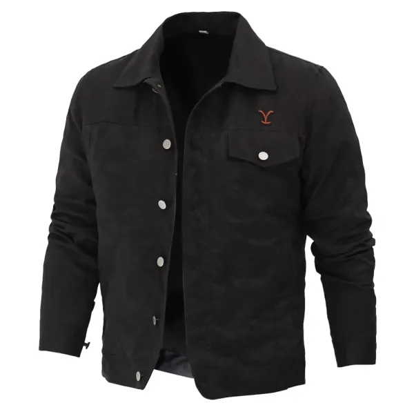 Men's Jacket Vintage Outdoor Denim Cowboy Pocket Lapel Coat - Cotosen.com