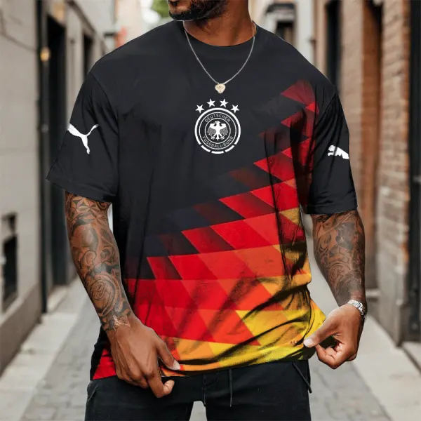 Men's Germany 2024 Football Race Loose Short Sleeve Oversize T-Shirt - Cotosen.com