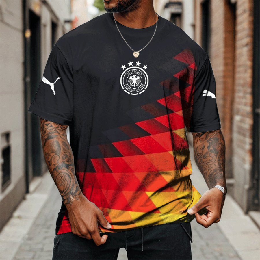 

Men's Germany 2024 Football Race Loose Short Sleeve Oversize T-Shirt