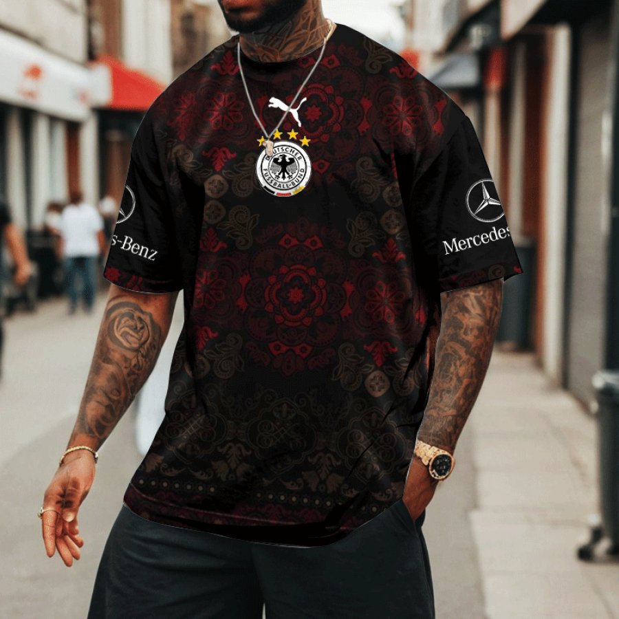 

Men's 2024 Football Oversize Pattern Print Loose Short Sleeve T-shirt