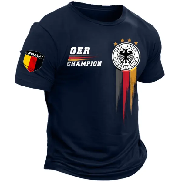Men's Vintage Football Race Germany Flag Graphic Print Crew Neck T-Shirt - Dozenlive.com 