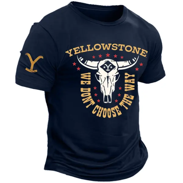 Men's Vintage Yellowstone Cow Ranch Breathable Graphic Print Crew Neck T-Shirt - Wayrates.com 
