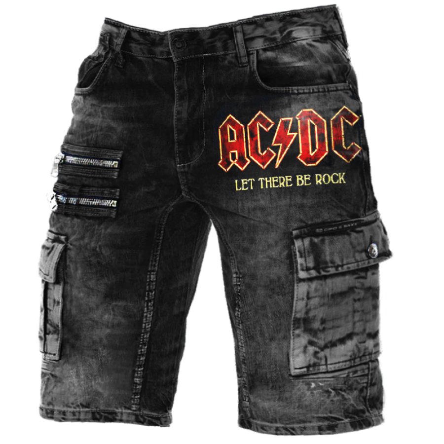 

Men's Rock Bands Pocket Zipper Cargo Shorts