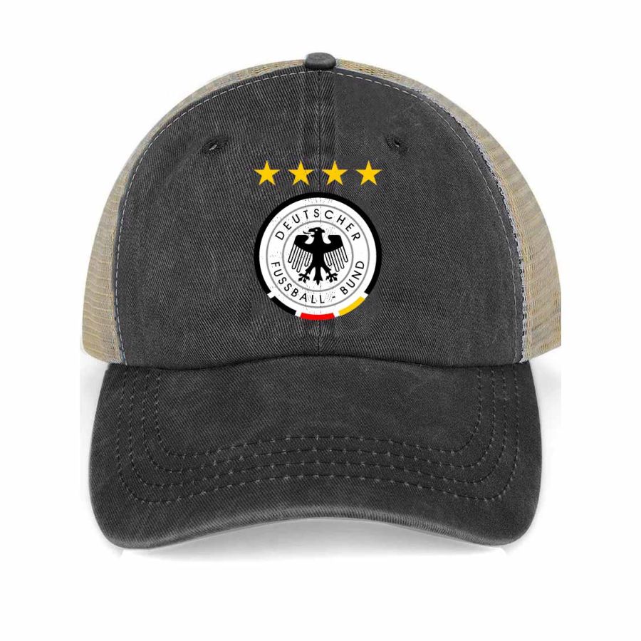 

Unisex Vintage Football Print Washed Cotton Panel Mesh Sun Hat