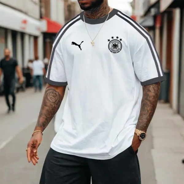 Men's Football Germany Print Loose Short Sleeve Oversized T-Shirt - Wayrates.com 