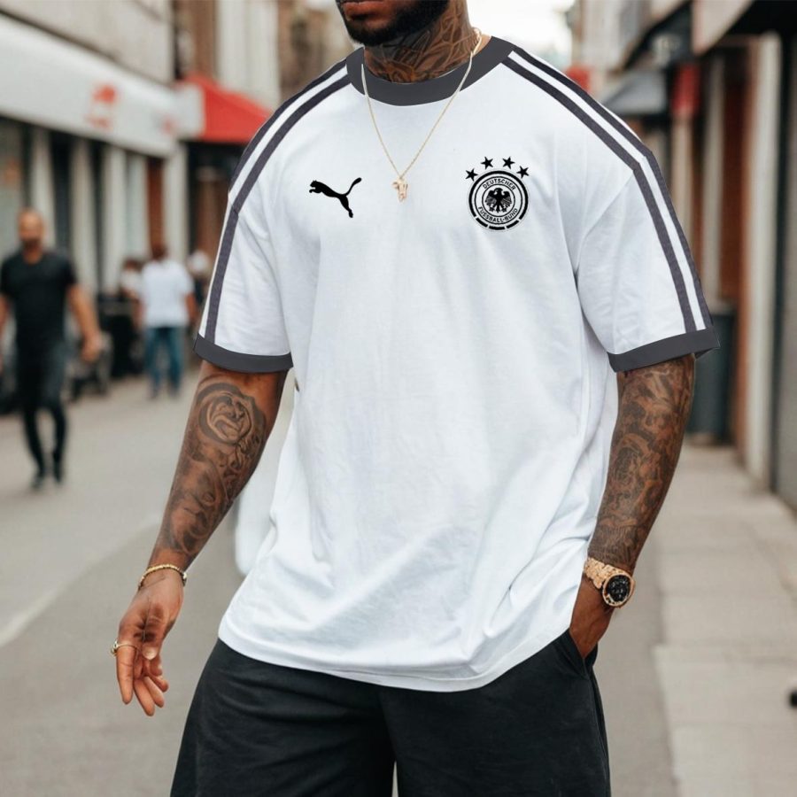 

Men's Football Germany Print Loose Short Sleeve Oversized T-Shirt