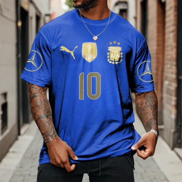 Men's Football Race 2024 Argentina Loose Short Sleeve Vintage Oversize T-shirt - Ootdyouth.com 