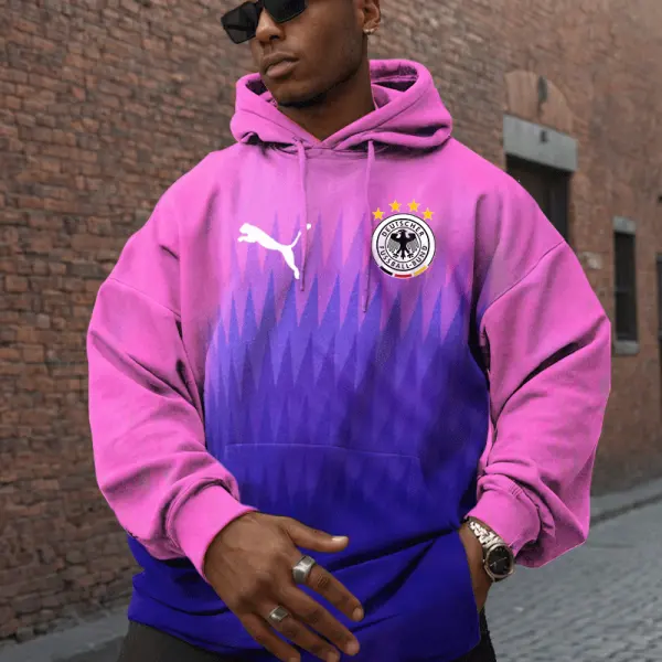 2024 Football Germany Trikot Pink Casual Long Sleeve Hoodie - Cotosen.com