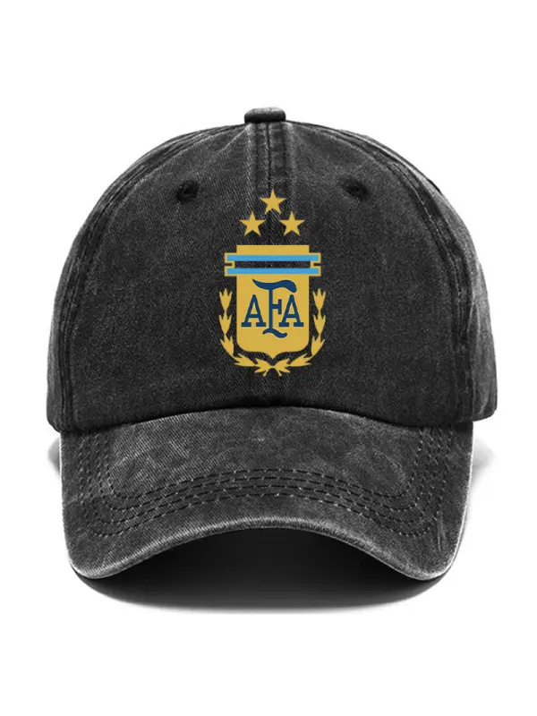 Men's Retro Washed Football Race Argentina Team Hat Baseball Cap - Timetomy.com 