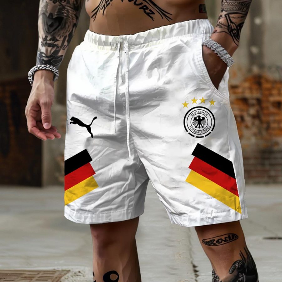 

Men's German Football Print Drawstring Shorts