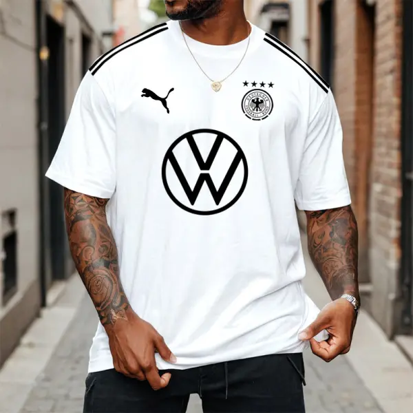 Men's Germany Football Print Loose Short Sleeve Oversized T-Shirt - Wayrates.com 