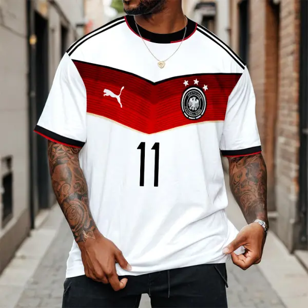 Men's Germany 11 Football Print Loose Short Sleeve Oversized T-Shirt - Wayrates.com 