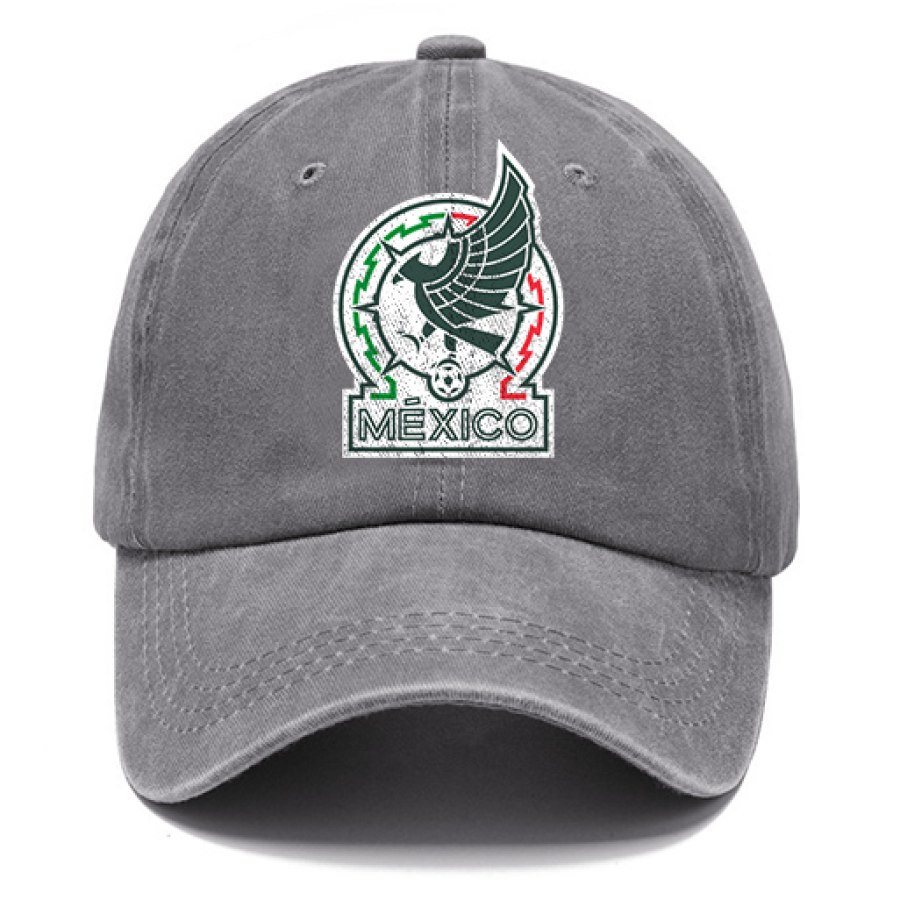 

Mexico Football Unisex Washed Cotton Sun Hat Vintage Print Casual Cap