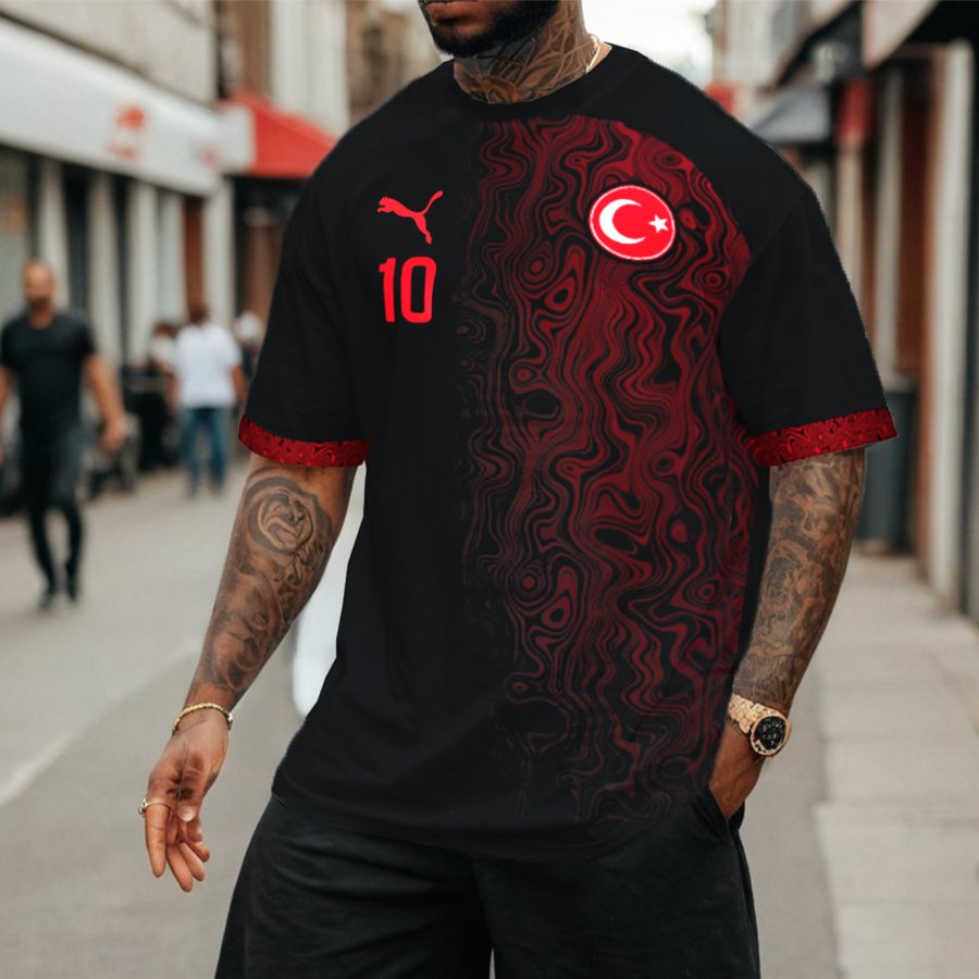 

Men's Football Race 2024 Türkiye Loose Short Sleeve Oversized T-Shirt