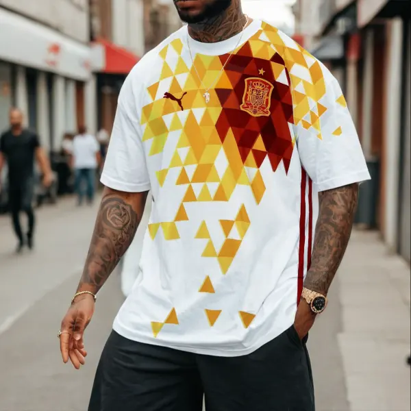 Men's Football Race 2024 SPAIN Loose Short Sleeve Oversized T-Shirt - Wayrates.com 