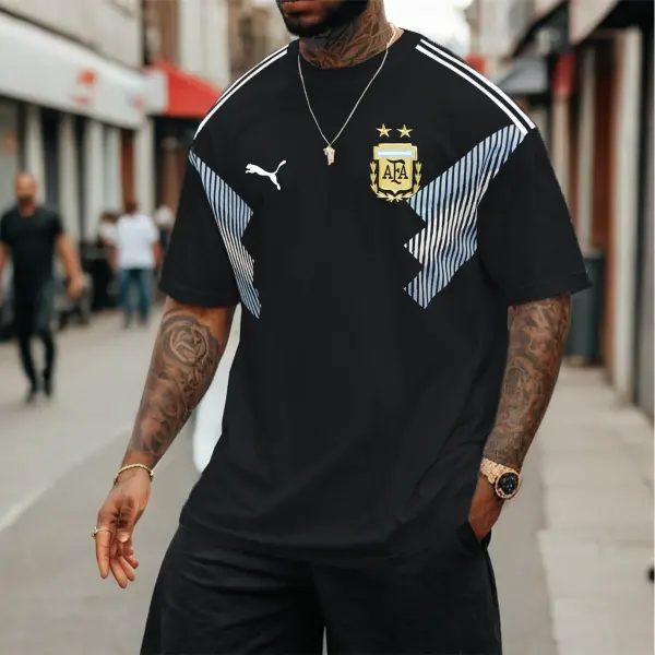 Men's Football Race 2024 ARGENTINA Loose Short Sleeve Oversized T-Shirt - Wayrates.com 