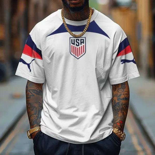 America 2024 Football Race Loose Short Sleeve Oversize T-shirt - Wayrates.com 