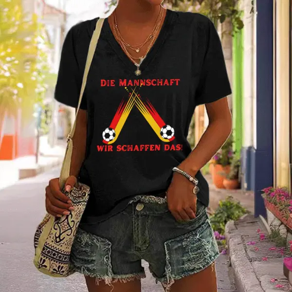Women's Germany 2024 Football Race Casual T-Shirt - Wayrates.com 