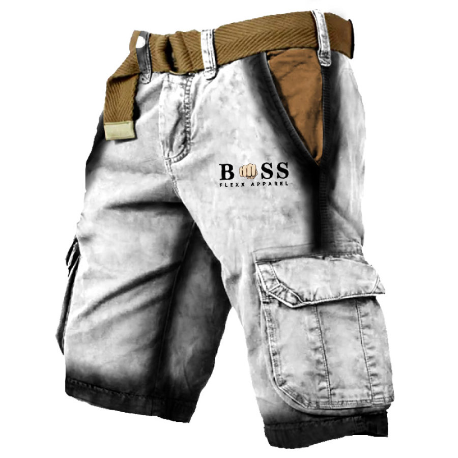 

Men's Cargo Shorts Gradient Vintage Distressed Utility Outdoor Shorts
