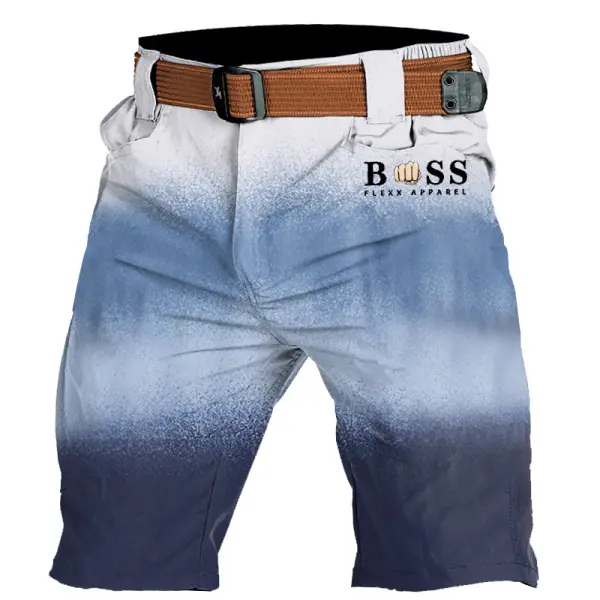 Men's Vintage Gradient Print Outdoor Cargo Shorts - Dozenlive.com 