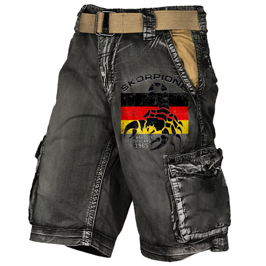 

Men's Cargo Shorts German Flag Rock Band Music Vintage Distressed Utility Outdoor Shorts